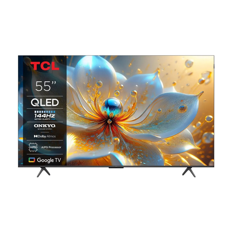 TCL 55T8C 55-inch 4K Ultra HD 144Hz Gaming Smart TV, AI Spraakbesturing, HDR10+