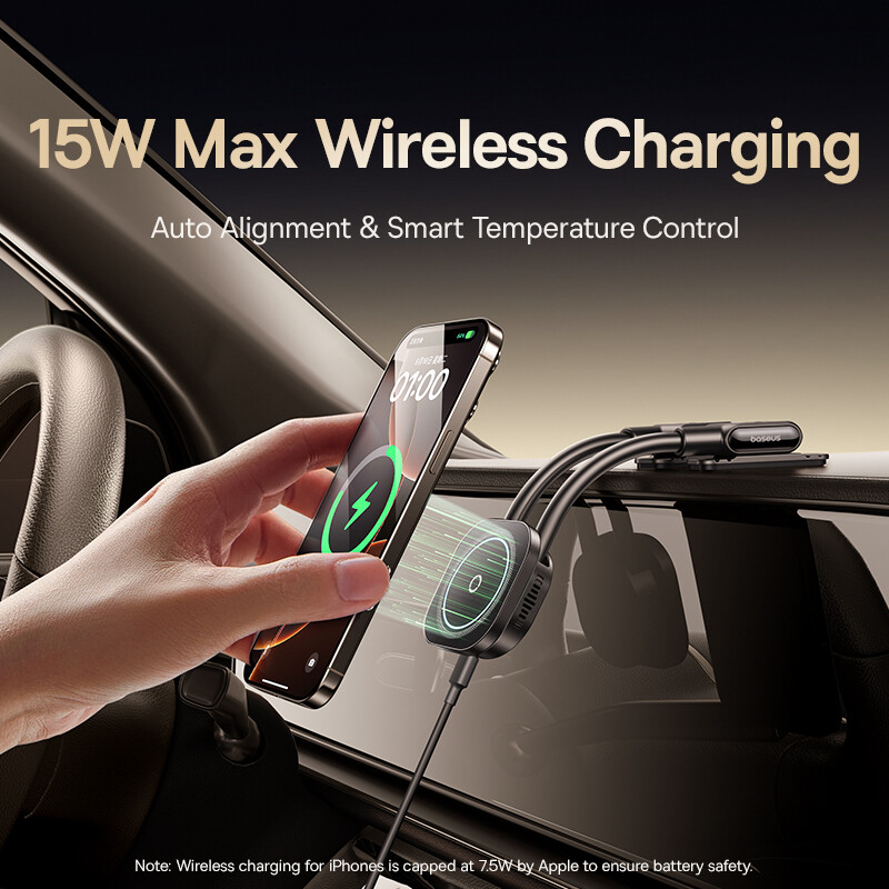 PrimeTrip C03sPro Magnetic Wireless Car Charger Mount (Stick-On Type, Cosmic Black)