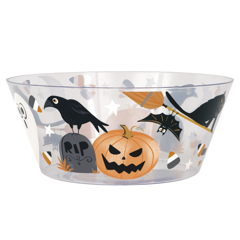 Unique Party Halloween Plastic Serving Bowl: 10-Inch Bats & Boos Themed Dish for Spooky Party Tableware Supplies
