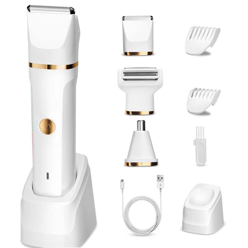 5-in-1 Women’s Grooming Kit – Rechargeable Shaver, Nose Hair & Body Hair Trimmer, IPX