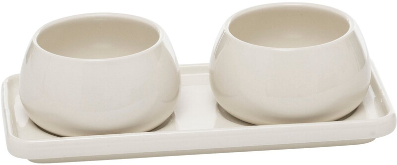 Secret de Gourmet Nora Aperitiefset - 3 stuks, Witte Keramische Dienblad