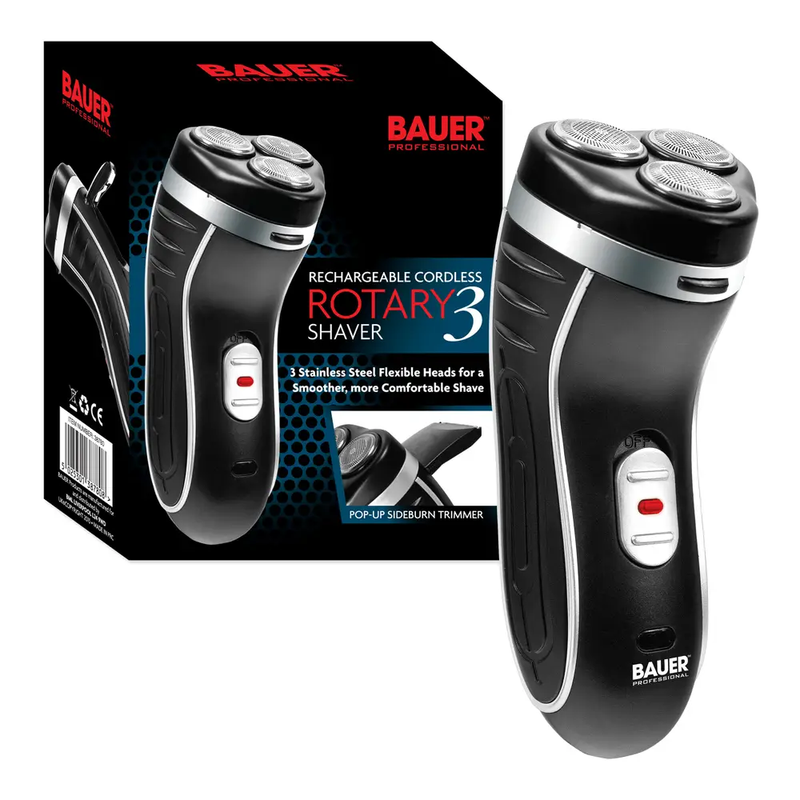 3-Head Rotary Shaver – Triple Stainless Steel Rotary Heads, Cordless Rechargeable, Wa