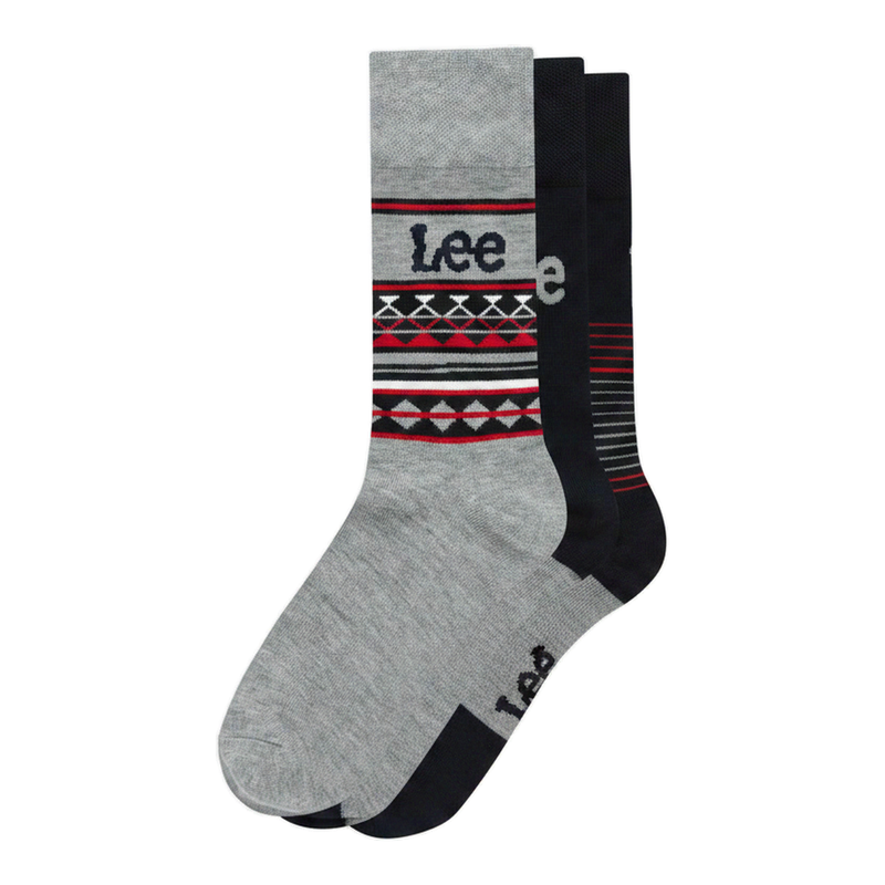 Lee geschenkdoos sokken Sergio-marineblauw/grijs gestreept/effen/gemêleerd-43-46