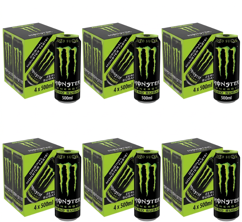 Monster Energy Drink Original Green Zero Sugar 6 x 4 x 500ml