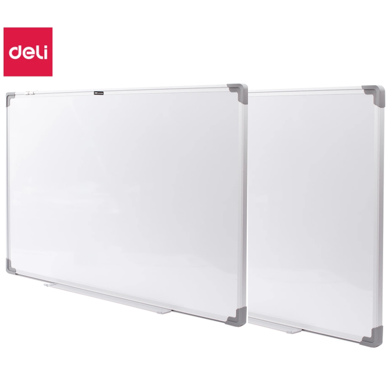 Deli Premium Magnetic Whiteboard 1200x1800mm - Silver Frame, Ideal for Home Office & Study, 2 Pack