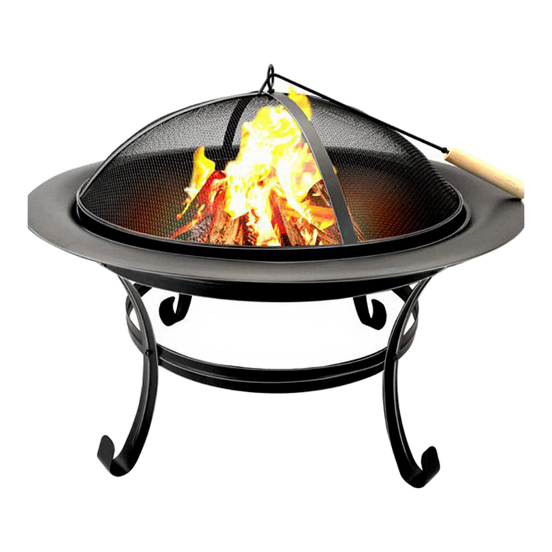 BBQ Kollektion Heizkamin Gartenkamin mit Griffen Brennholz Terrassenkamin - 77 x 17 x 76 cm - Karbonstahl