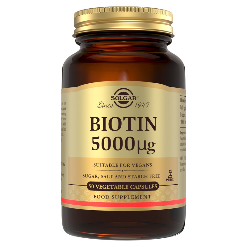 Solgar Biotin Hair Skin & Nail Support 5000 µg - 50 Vegan Capsules