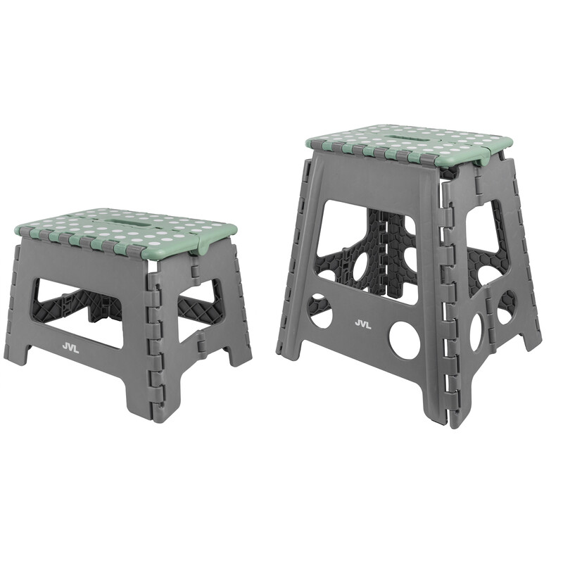 JVL Folding Step Stool Set, Small & Large, Grey