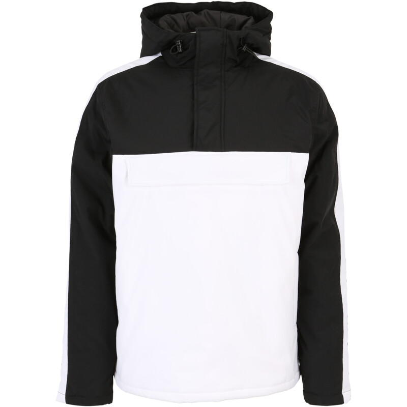 Urban Classics 3-farbig wattierte Kapuzenjacke (Überzieher) – weiß/Schwarz/schwarz, Größe