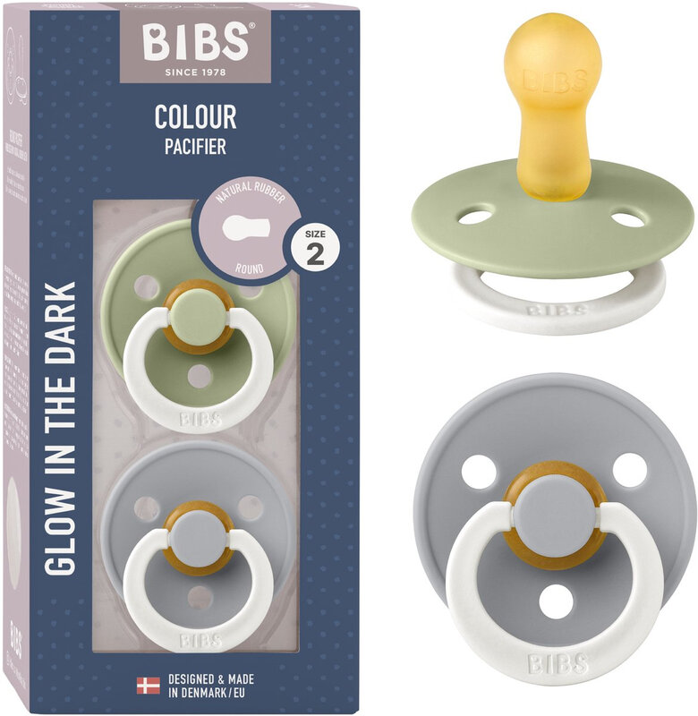 BIBS Colour Glow Speen 2 Stuks Maat 2 Sage Cloud