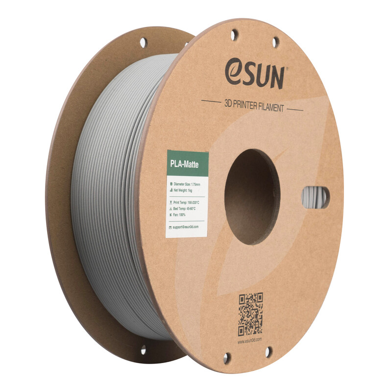 eSUN PLA-Matte 3D-printfilament 1,75 mm - Betongrijs 1 kg, Geavanceerde matte textuur netjes opgerold eenvoudig te gebruiken 3D-printmateriaal voor FDM-printers