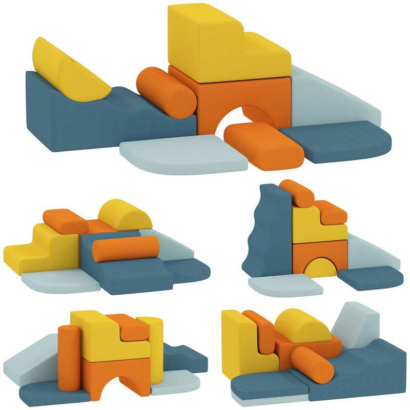3D0-016V00MX HOMCOM 6 Piece Kids Soft Play Set, Kids Foam Blocks Toys for Climb and C