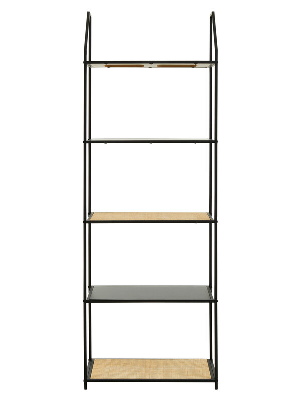 Interiors by Premier Bookcase Depok Black/Rattan 5 Shelves