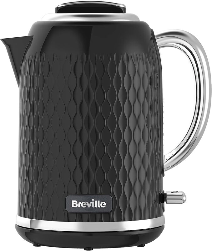 Curve Electric Kettle, 1.7 Litre, 3KW Fast Boil, Textured, Black & Chrome - VKT017