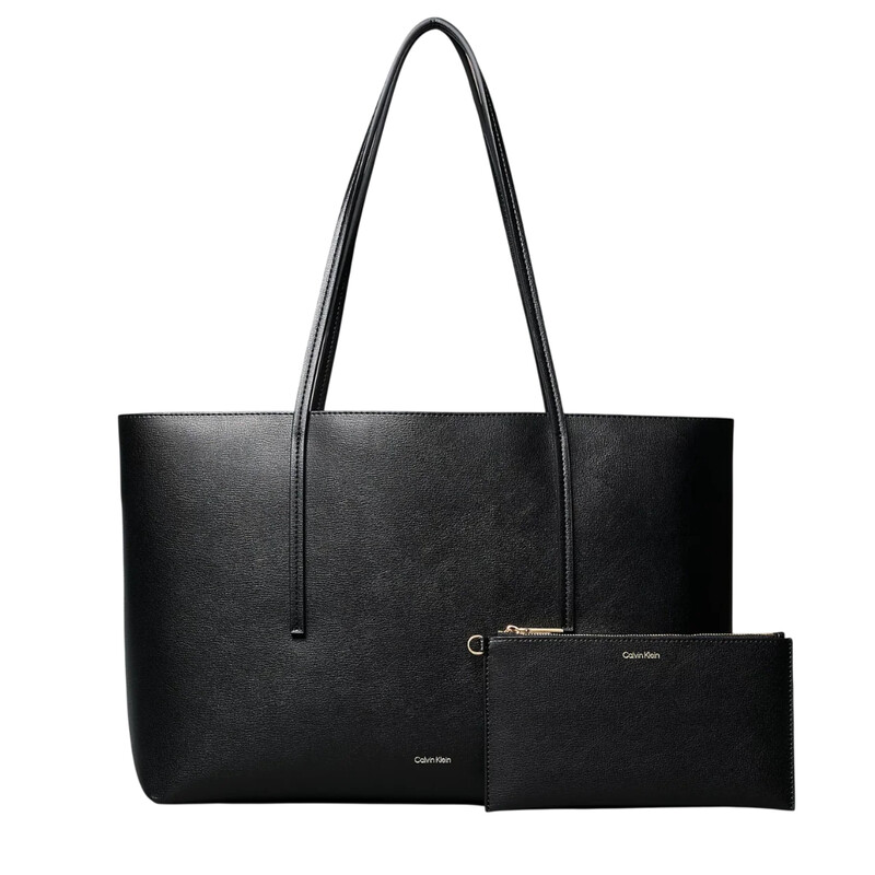 Calvin Klein Black Foil Logo Tote Bag - /Toasted Coconut
