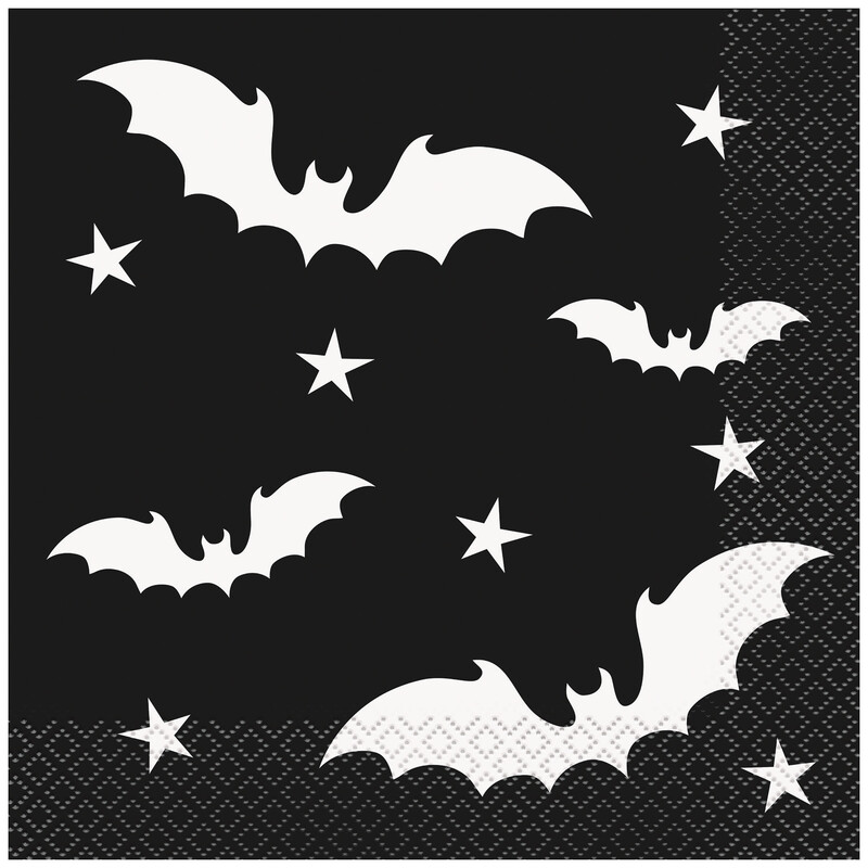 Unique Party Bats Halloween Lunch Napkins, Pack of 16 - Spooky Themed Paper Party Tableware for Seasonal Celebrations