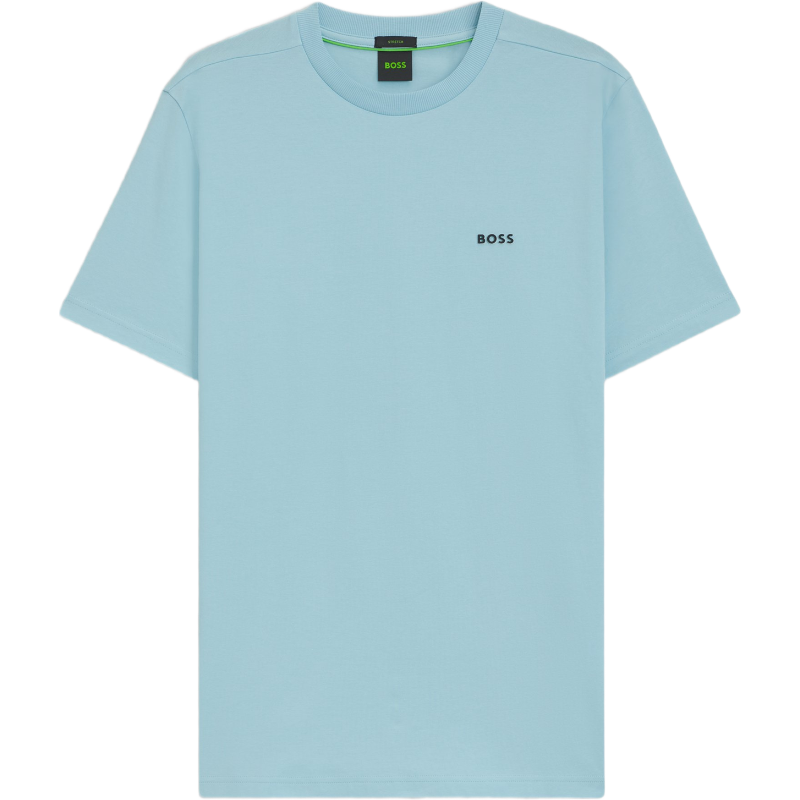 BOSS Stretch-cotton T-shirt with Contrast Logo Blue