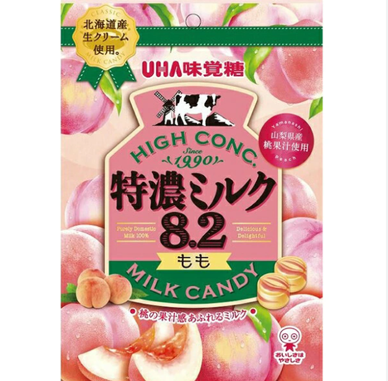 UHA Tokuno Milk 8.2 High Concentrated Candy-Peach