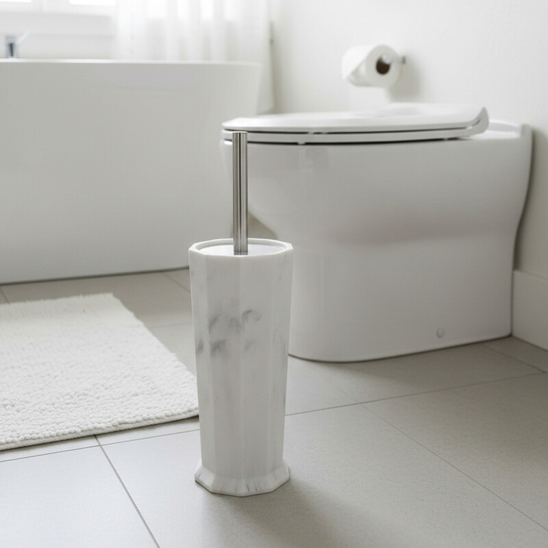 Maison By Premier Grey Toilet Brush With Holder, Loo Brush Holder With Stainless Steel Handle, Compact Toilet Scrubber Brush