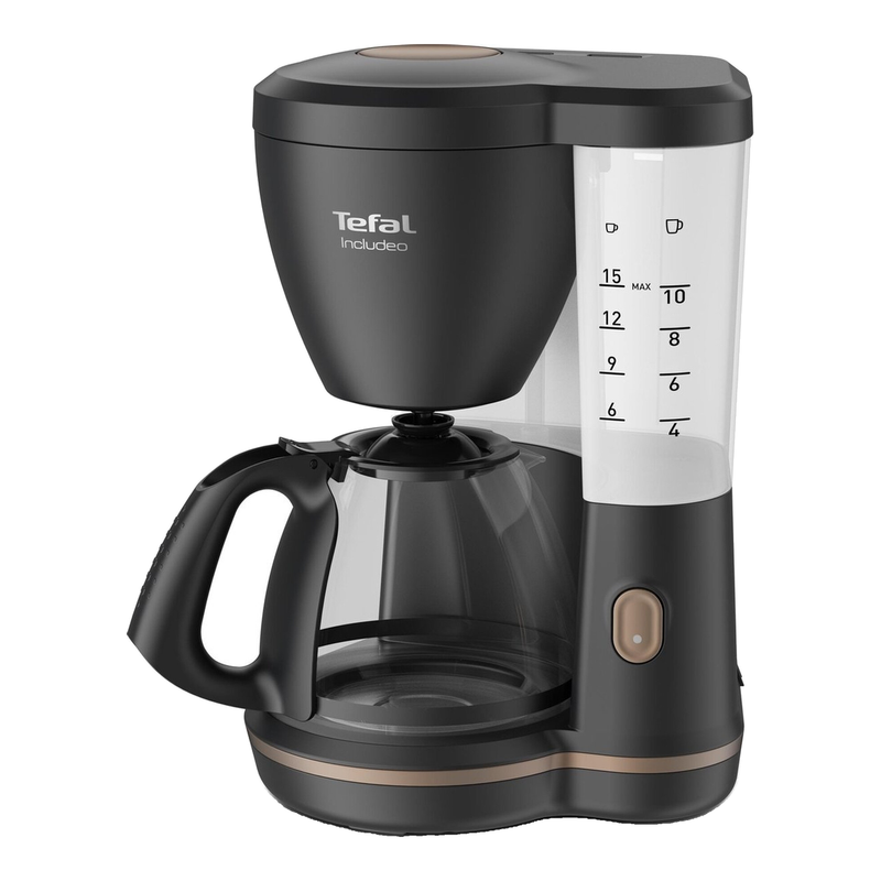Tefal koffiezetapparaat CM5338 voor rechts- en linkshandigen, filter, 1,25 l, 10 tot 15 kopjes, filterhouder met dubbele handgreep, gemakkelijk te verwijderen, ergonomische handgreep