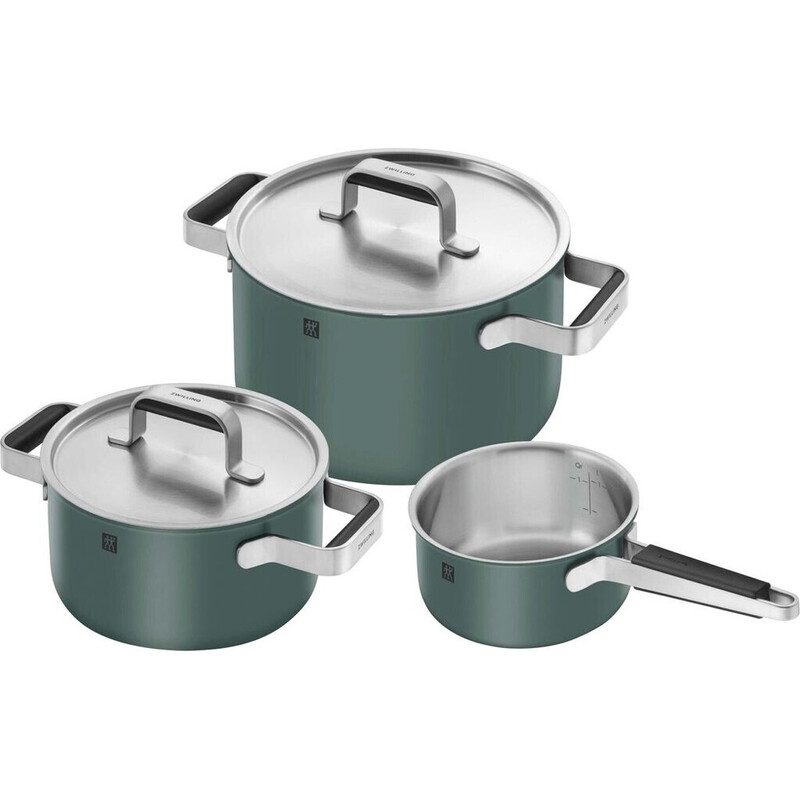 ZWILLING Kochgeschirrset, 3tlg | rund | 18/10 Edelstahl | Grün