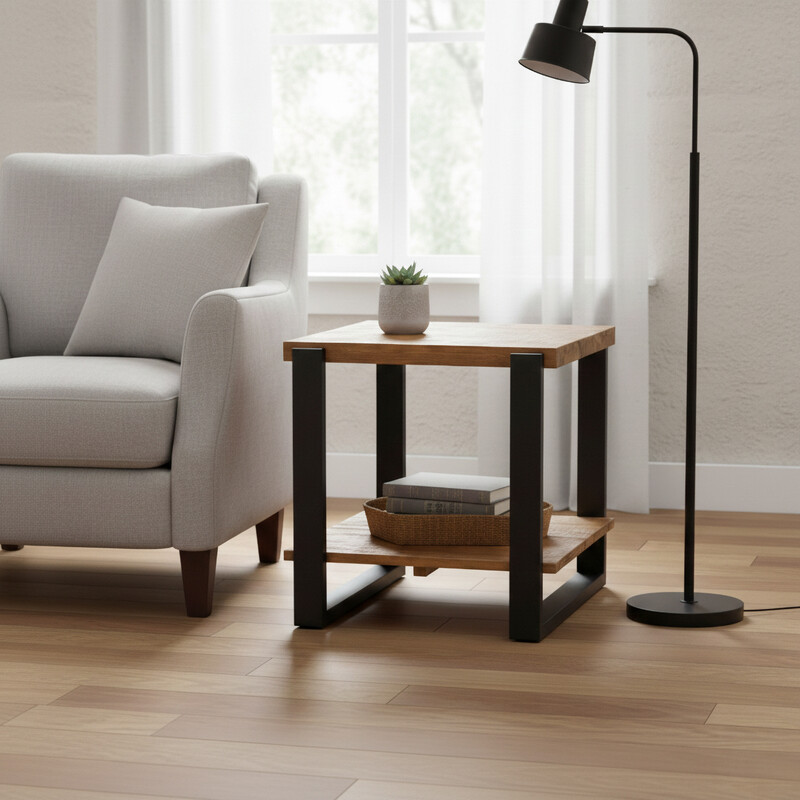 Side Table Pembroke Square Pine Natural/Black