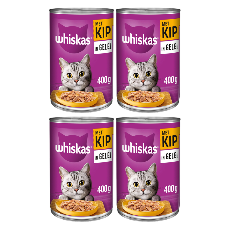 Whiskas Nourriture humide pour chats adultes Poulet en gelée 400 g * 4