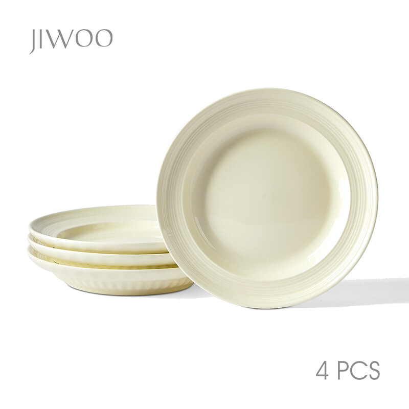JIWOO Light Stream 8" Suppenteller Glänzend Glasierter Beige Im Set (4 Stück pro Set)