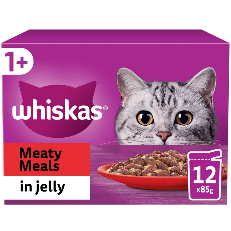1+ Meaty Meals Adult Wet Cat Food Pouches in Jelly 12 x 85g