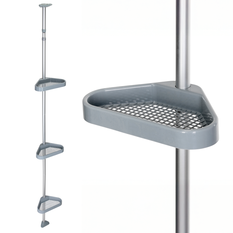 Triple Corner Storage Basket Tension Rod