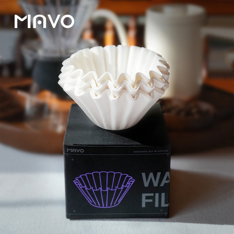MAVO Kaffeefilterpapier Pour Over Kuchefilterpapier Schalenform Filterpapier 50 Stück Weiß