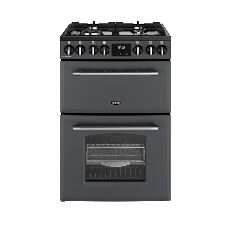 Farmhouse 60DF ANT 60cm Dual Fuel Double Oven Cooker, Anthracite, A Rated