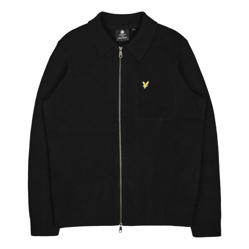 men Milano Knit Zip Through Shirt - Jet Black
