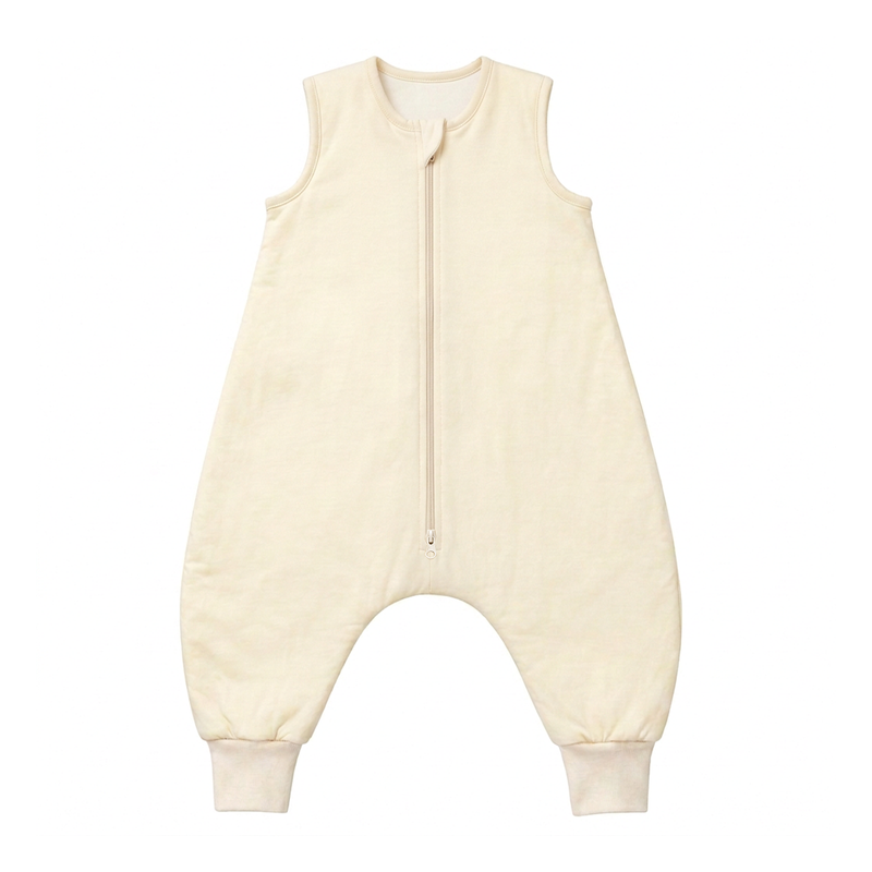 Vowia 100% katoenen warme winter slaapzak voor baby's met voetjes 2,5 TOG - crème XL