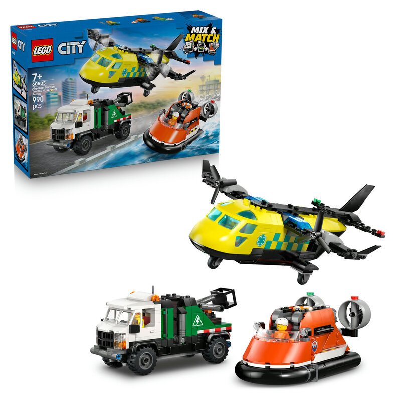 LEGO City 60505 Vliegtuig, servicewagen en hovercraft remix