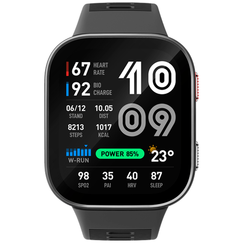 Amazfit Bip Max 50 mm Smartwatch, 2,07 inch AMOLED-display, 20 dagen batterijduur, GPS, 4 GB geheugen, Offline kaarten, Fitness tracker, Hybride training, 150+ sportmodi, HYROX-modus, 5 ATM voor Android, Koolstofgrijs