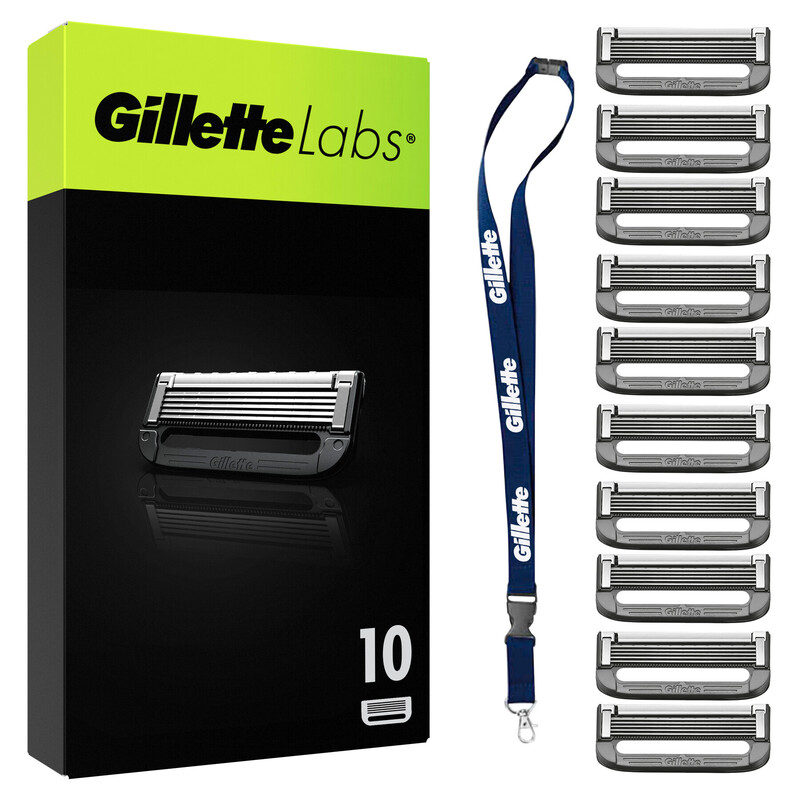 Gillette Labs Rasierklingen für Männer, 10 Ersatzklingen inkl. Schlüsselanhänger, passend für alle GilletteLabs Rasierer