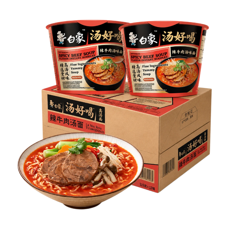 Baixiang Spicy Beef Noodle Soup 12*102g (Whole Box)