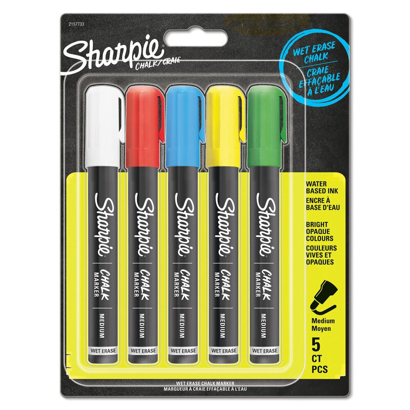 Chalk Markers Wet Erase Assorted Colours, Pack of 5