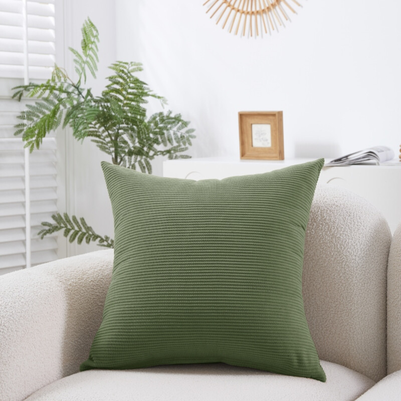 , Polyester Corduroy Cushion Cover, 50x50cm, light green, 1pack