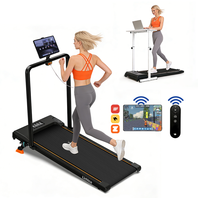 Lichico Walking Pad Loopband met 0-9% helling, Onderbouwbare loopband met 40 x 100 cm hardoppervlak en slimme app-afstandsbediening, Hardapparaat met een maximaal draagvermogen van 130 kg voor thuis