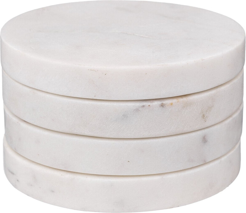 Secret de Gourmet Marmeren Coaster Set - 4 stuks, 10 cm, Wit