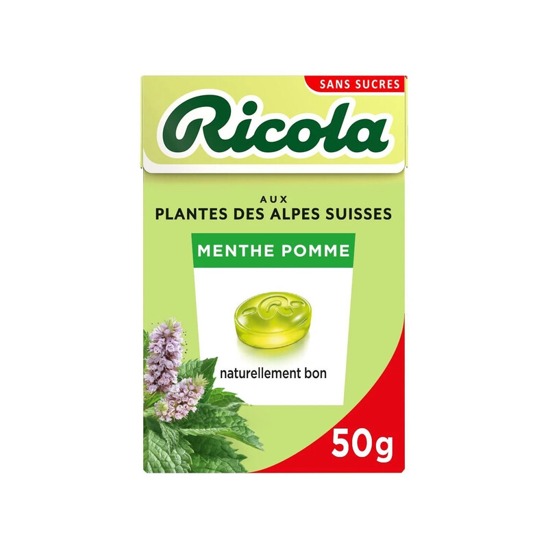 Bonbons Pomme Sans Sucres Ricola La Boite De 50 G