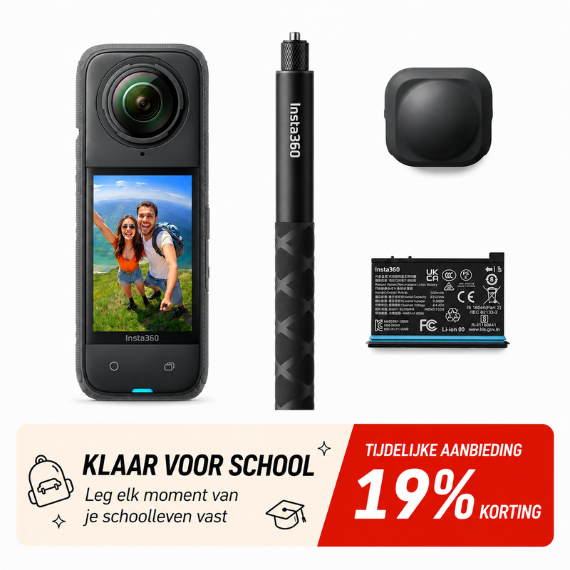 Insta360 X4 Air startersbundel – 165 g lichte 8K 360°-camera, onzichtbare selfiestick, verwisselbare lenzen, eerst opnemen en daarna kadreren, geïntegreerde windbeschermer, FlowState-stabilisatie, AI-gestuurde app