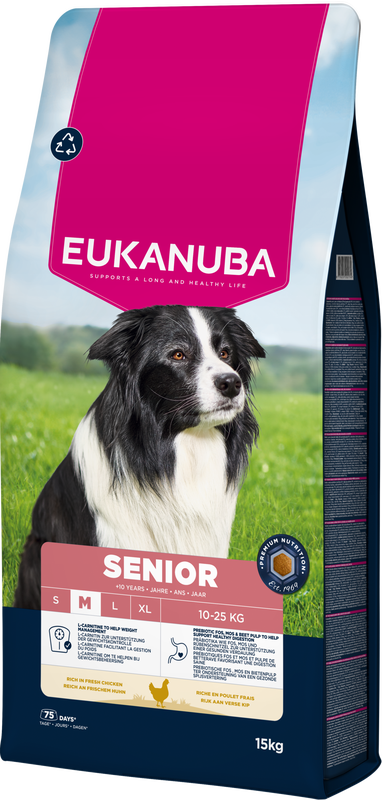 Eukanuba Life Care Senior Medium Hondenvoer met Kip 15 kg