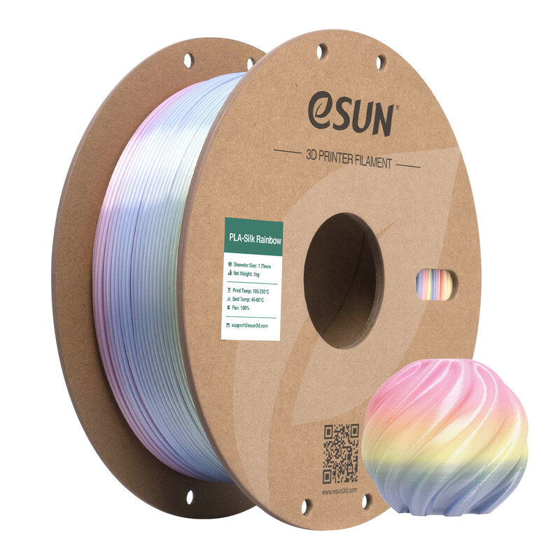 eSUN Regenbogen Seide PLA 3D Filament 1,75 mm - Jade Pool 1 kg, Seidentextur, Regenbogenfarbe, Hochgeschwindigkeitsdruck 3D Material für die meisten Drucker