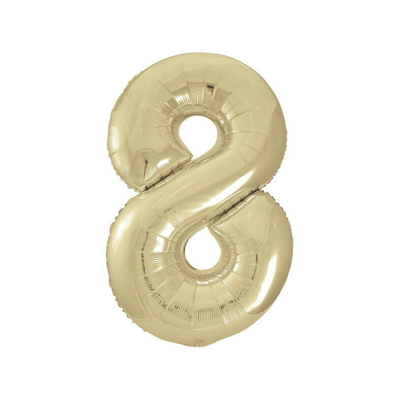 Unique Giant Number 8 Balloon, Gold, 86cm