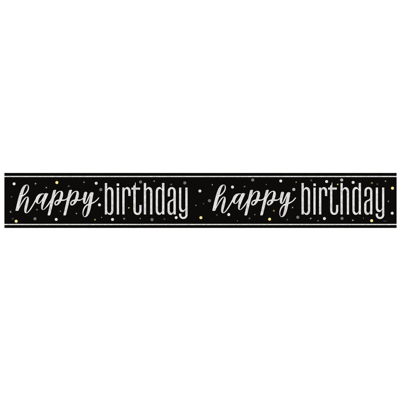Unique Party Unique Glitz Black Happy Birthday Banner, 2.74M
