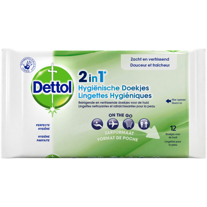 Dettol 2-in-1 Hygiënische Doekjes 12 stuks