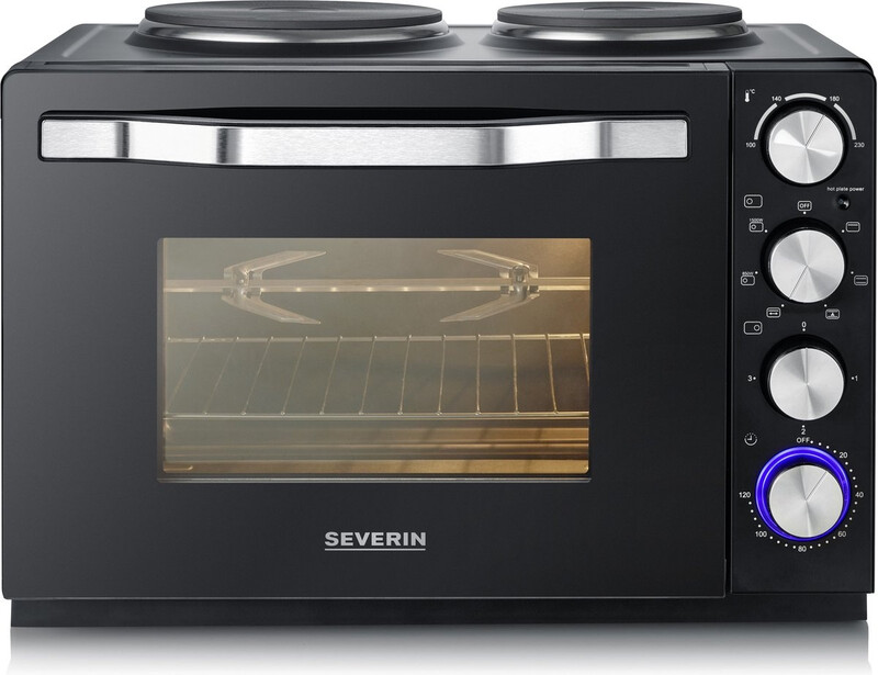Severin TO 2074 - 4-in-1 broodroosteroven - zwart design met bak-, rooster- en grillfuncties, 1200 W